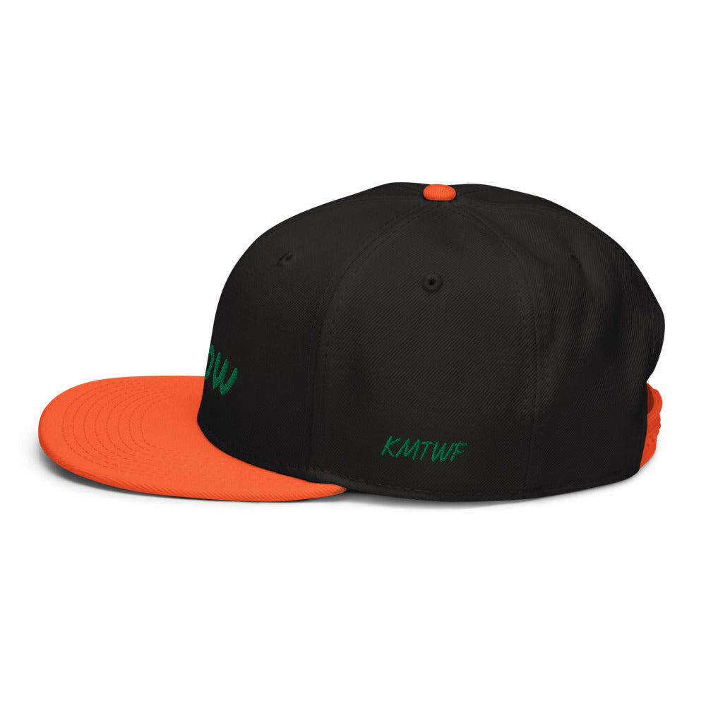 Now In Emerald Embroidery on Snapback Cap