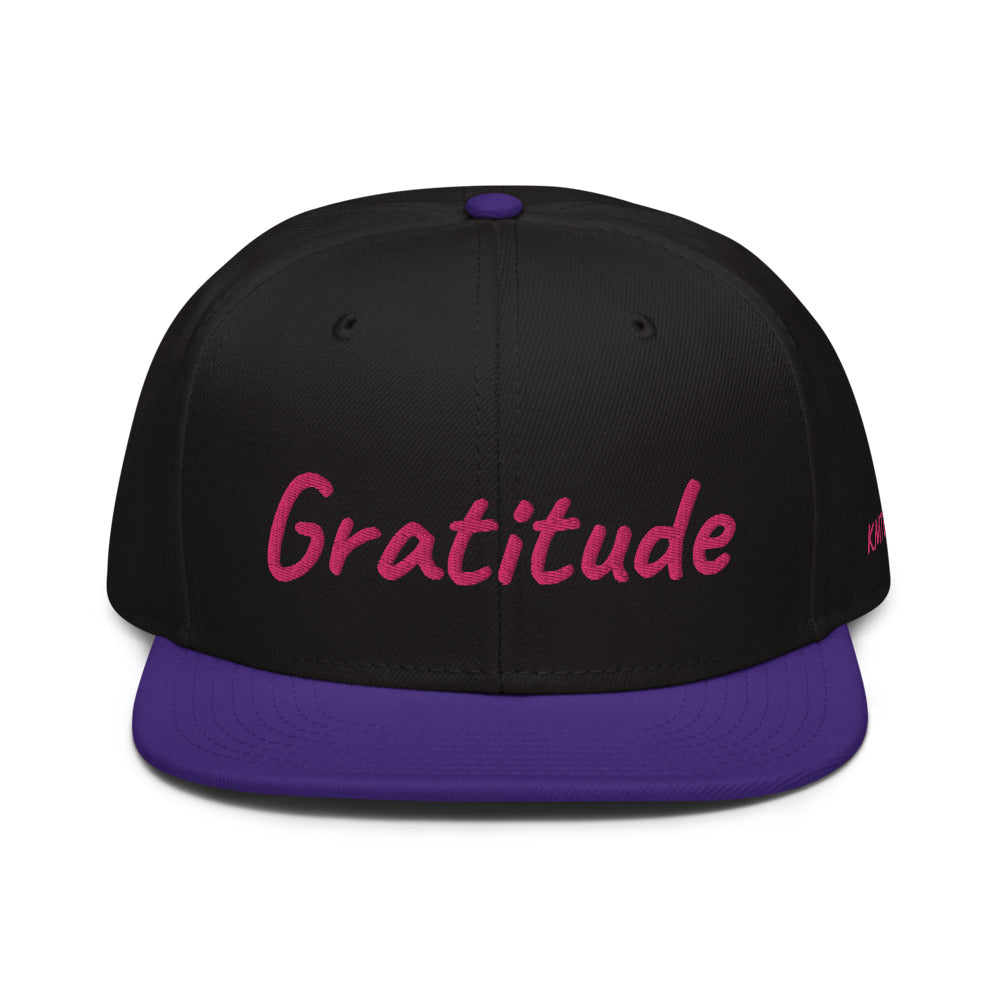 Gratitude In Star Rose Quartz Embroidery on Snapback Cap