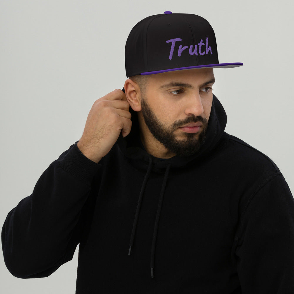 Truth In Amethyst Embroidery on Snapback Cap