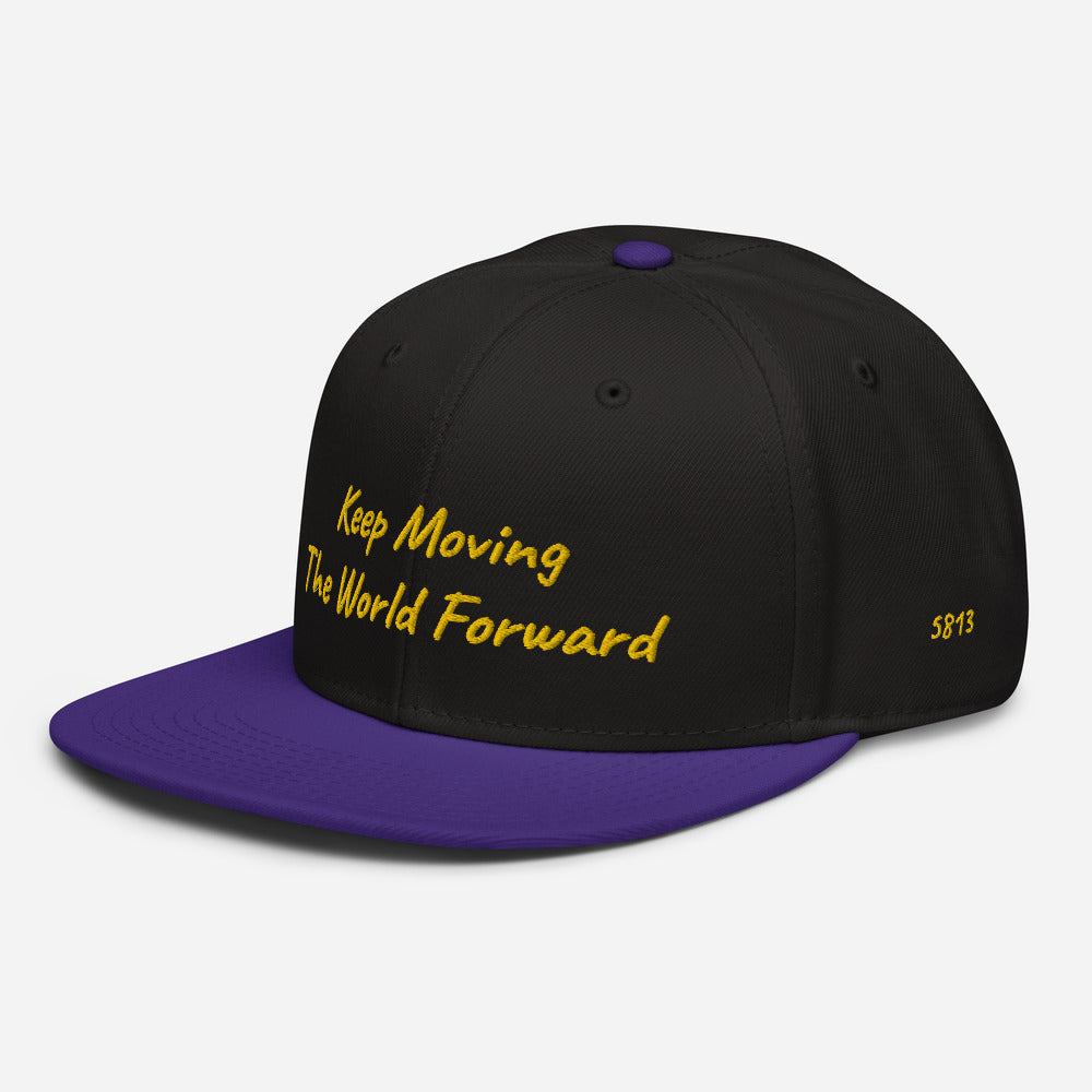 Keep Moving The World Forward In Gold Embroidery on Snapback Cap