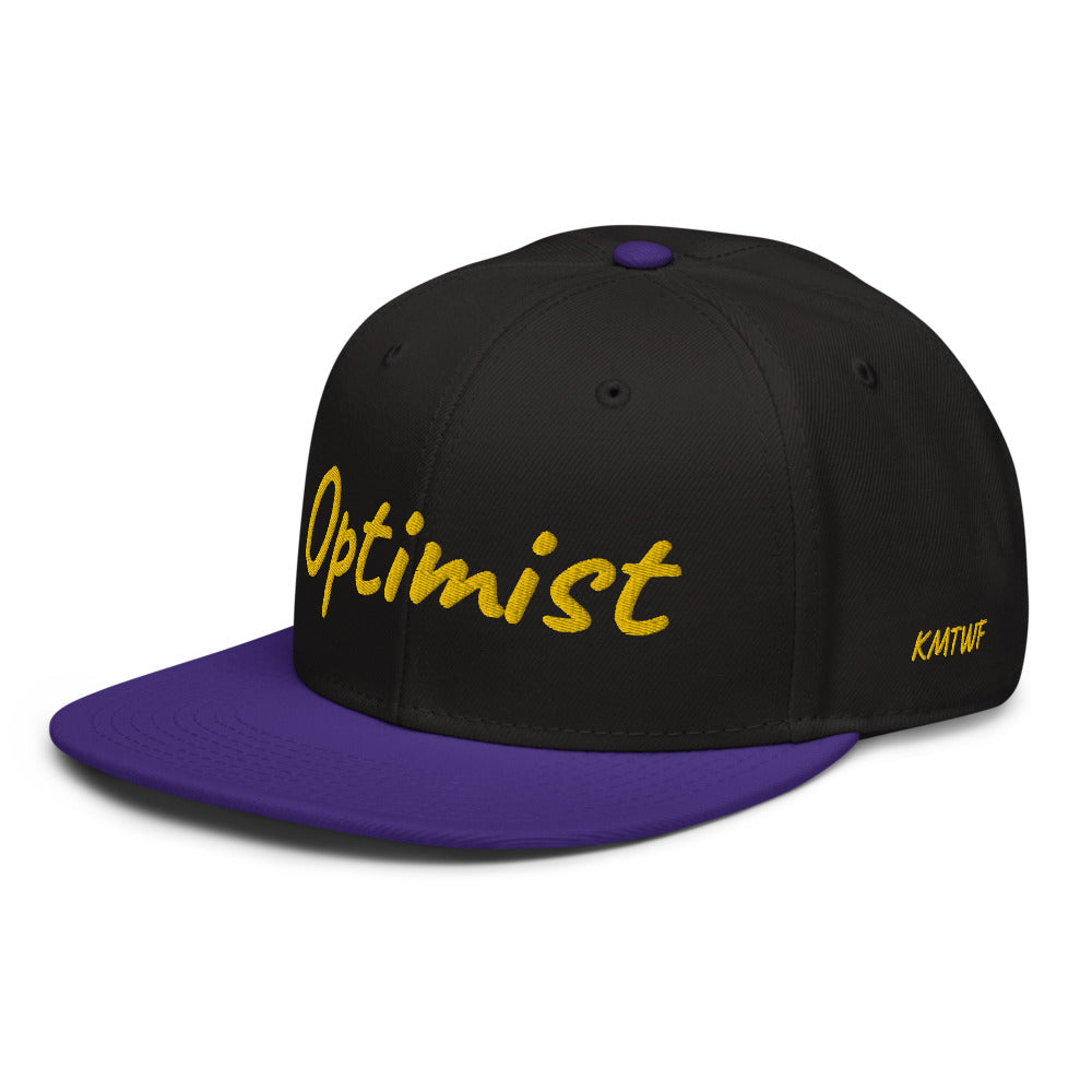 Optimist In Gold Embroidery on Snapback Cap