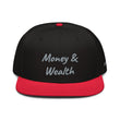 Money & Wealth In Silver Embroidery on Snapback Cap