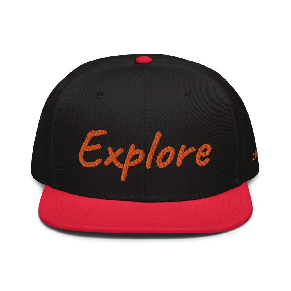 Explore In Amber Embroidery on Snapback Cap