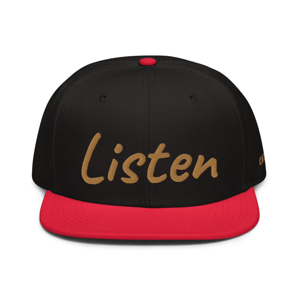 Listen In Copper Embroidery on Snapback Cap