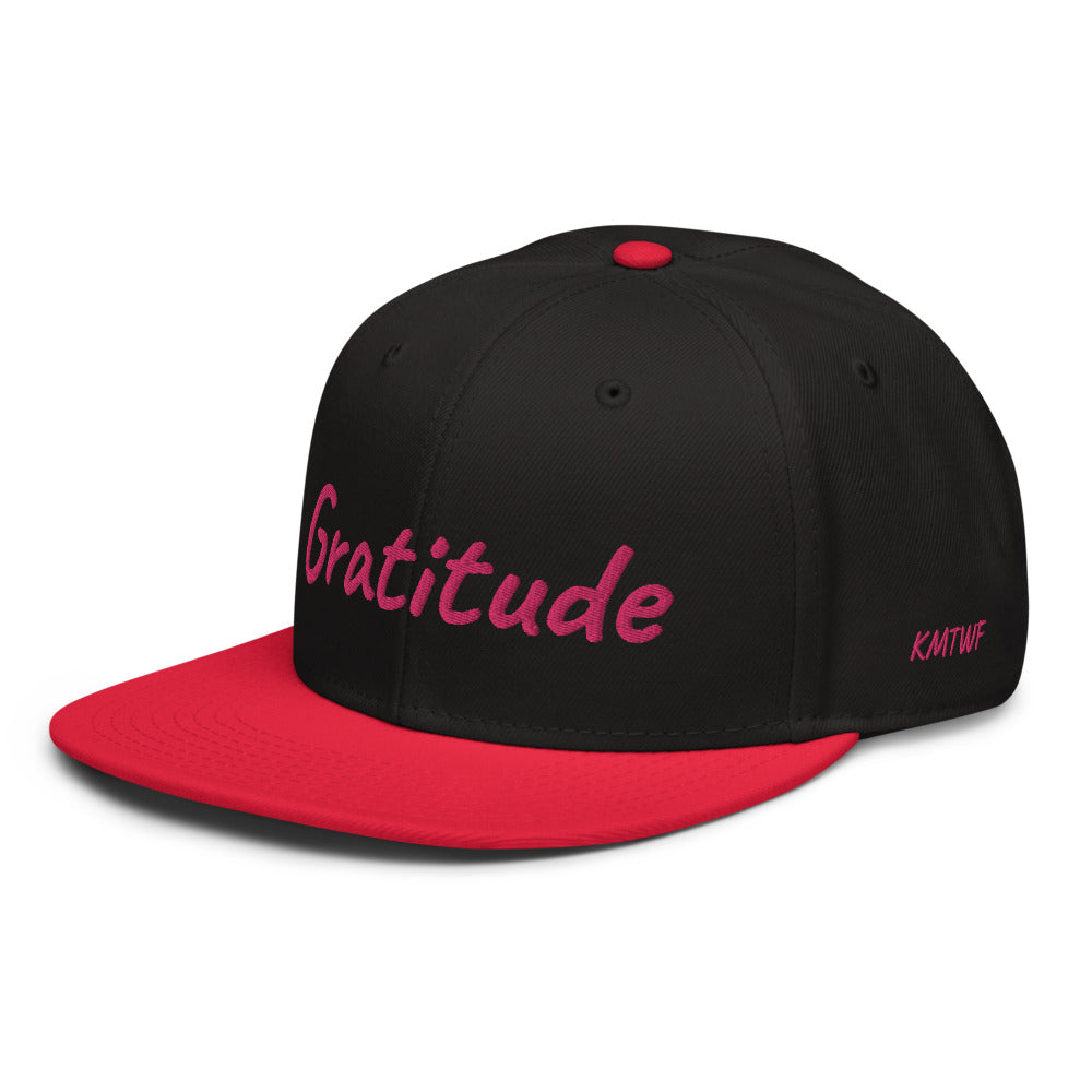 Gratitude In Star Rose Quartz Embroidery on Snapback Cap