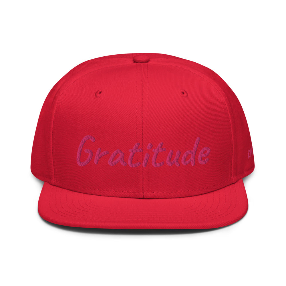 Gratitude In Star Rose Quartz Embroidery on Snapback Cap