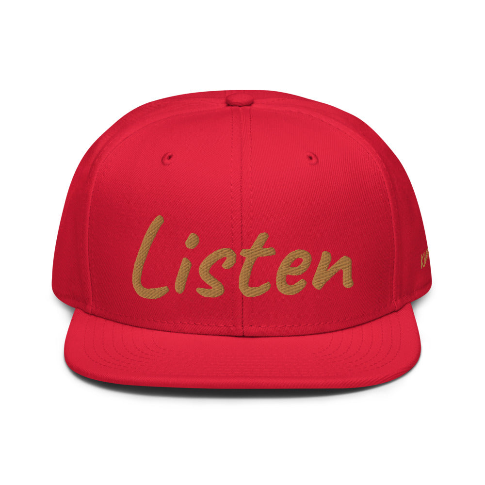 Listen In Copper Embroidery on Snapback Cap