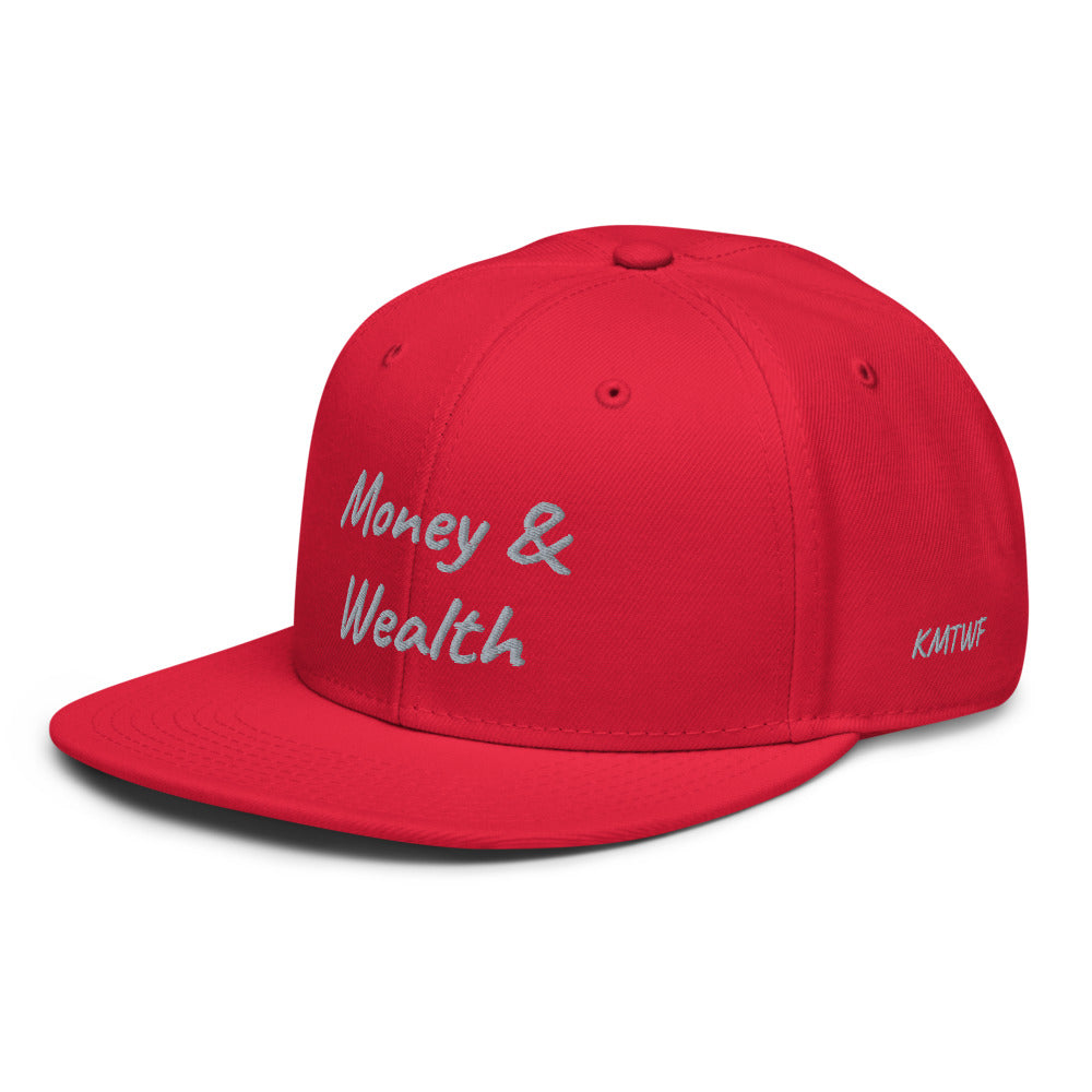 Money & Wealth In Silver Embroidery on Snapback Cap