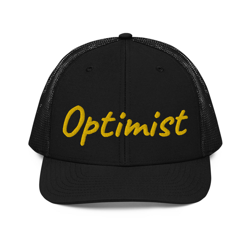 Optimist In Gold Embroidery on Snapback Trucker Hat