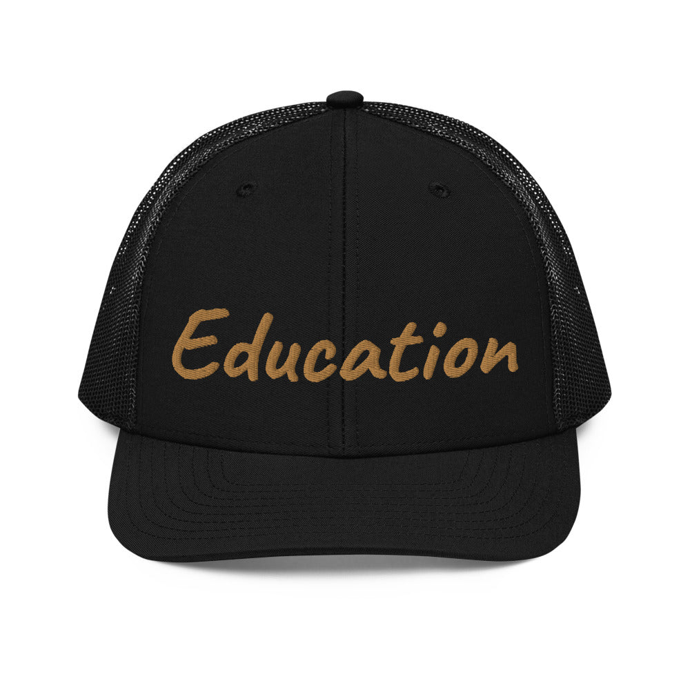 Education In Copper Embroidery on Snapback Trucker Hat