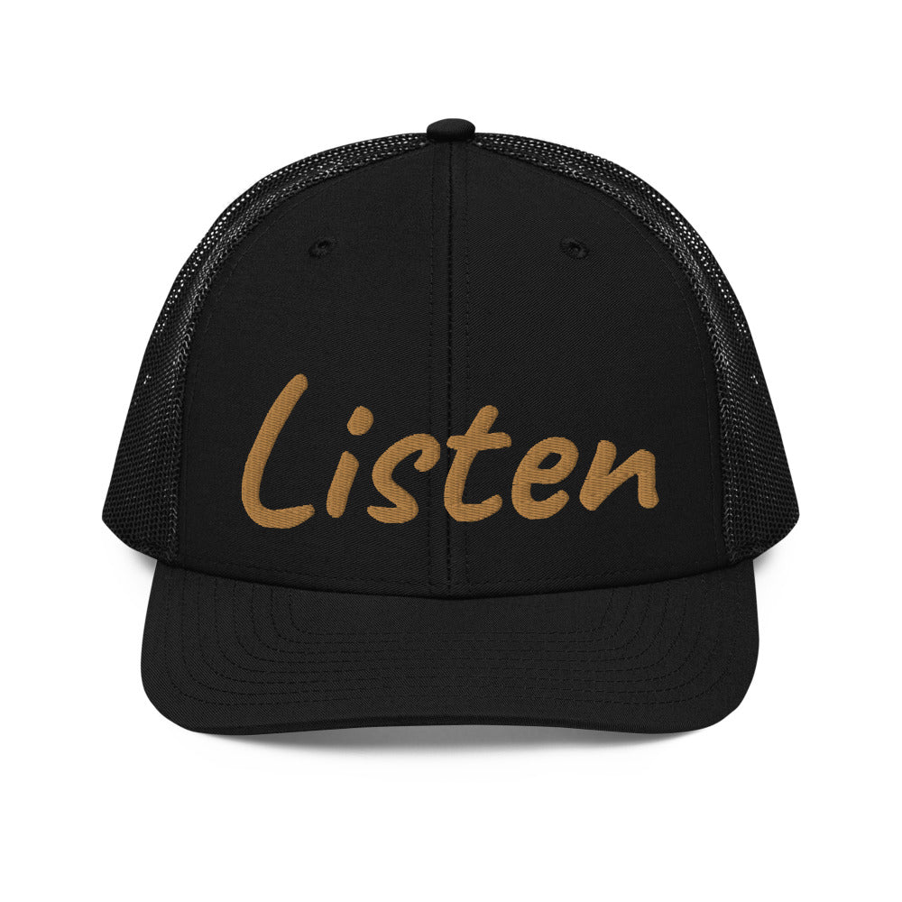 Listen In Copper Embroidery on Snapback Trucker Hat