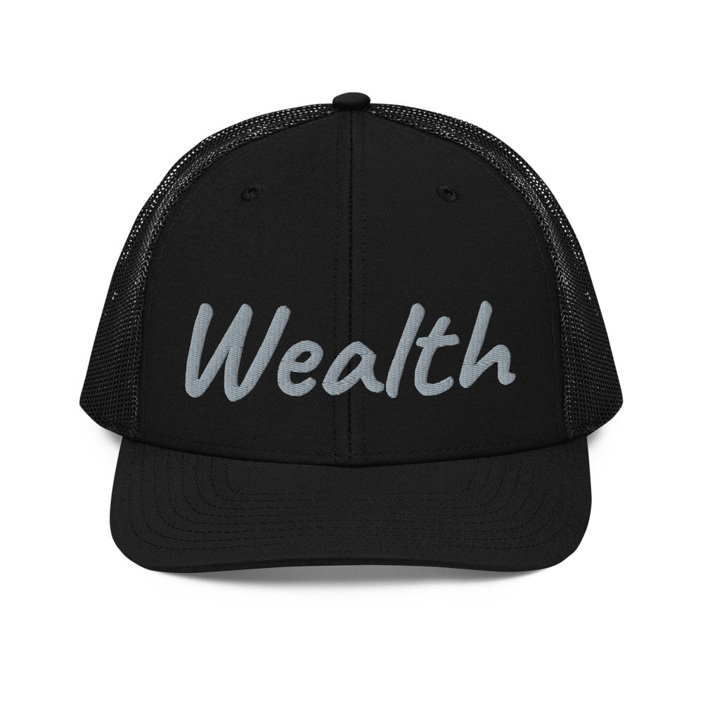 Wealth In Silver Embroidery on Snapback Trucker Hat