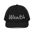 Wealth In Silver Embroidery on Snapback Trucker Hat