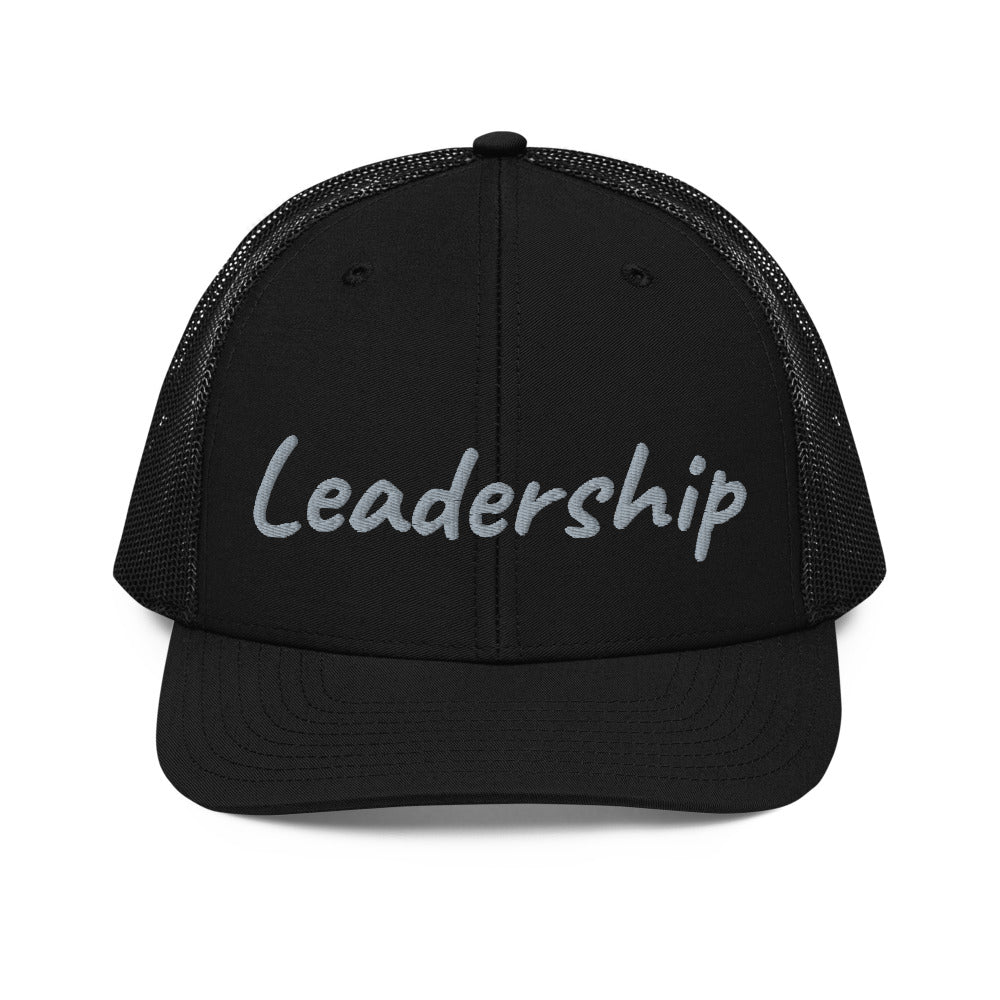 Leadership In Silver Embroidery on Snapback Trucker Hat