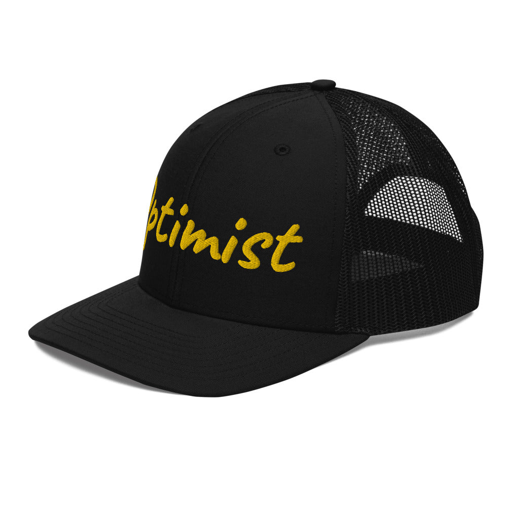 Optimist In Gold Embroidery on Snapback Trucker Hat