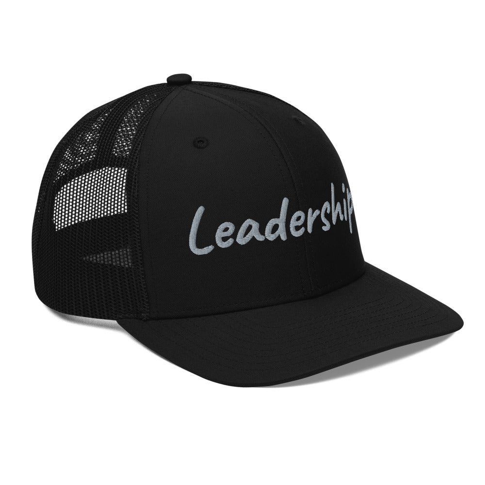 Leadership In Silver Embroidery on Snapback Trucker Hat