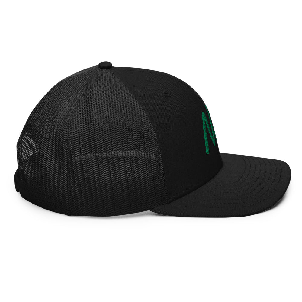 Now In Emerald Embroidery on Snapback Trucker Hat