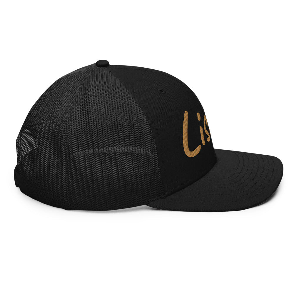 Listen In Copper Embroidery on Snapback Trucker Hat