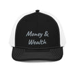 Money & Wealth In Silver Embroidery on Snapback Trucker Hat