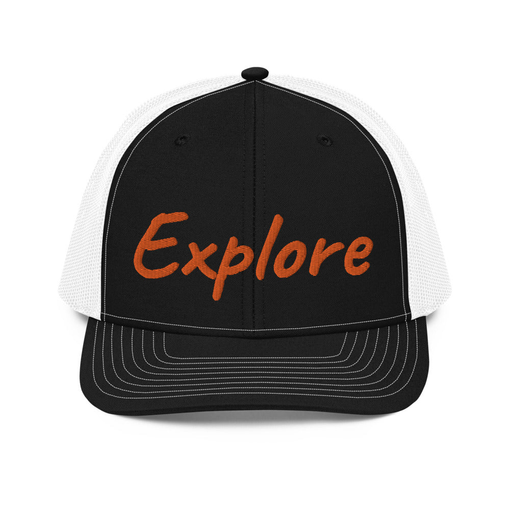 Explore In Amber Embroidery on Snapback Trucker Hat