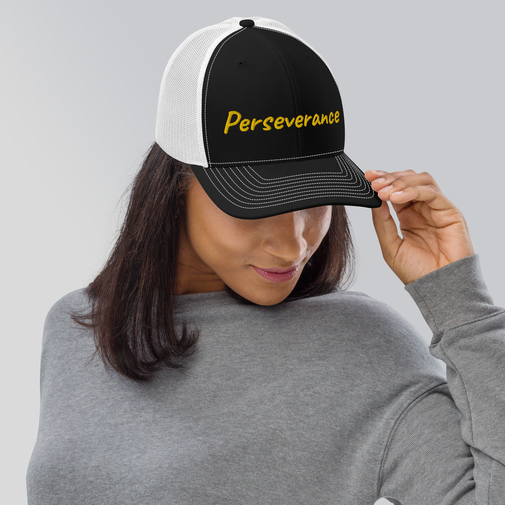 Perseverance In Gold Embroidery on Snapback Trucker Hat