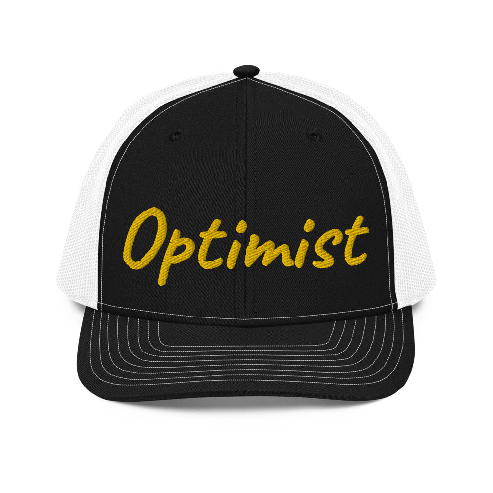 Optimist In Gold Embroidery on Snapback Trucker Hat