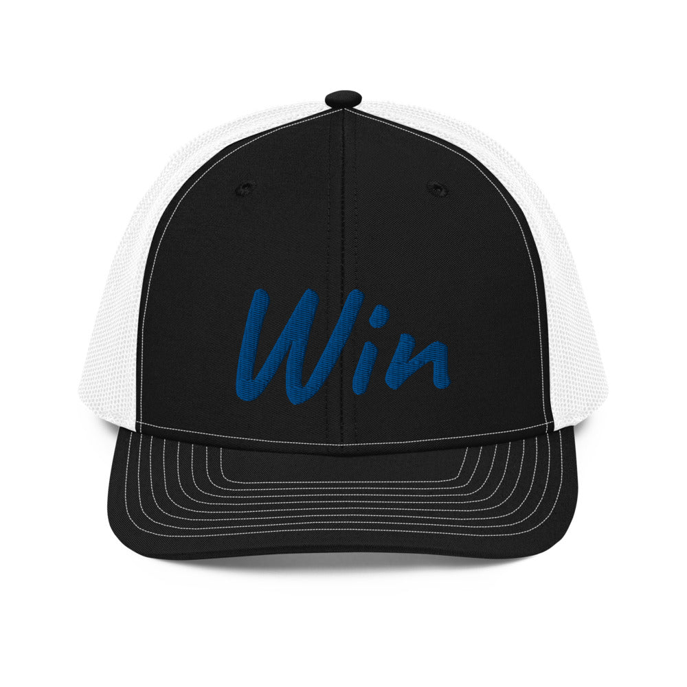 Win In Sapphire Embroidery on Snapback Trucker Hat