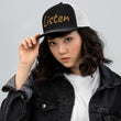 Listen In Copper Embroidery on Snapback Trucker Hat