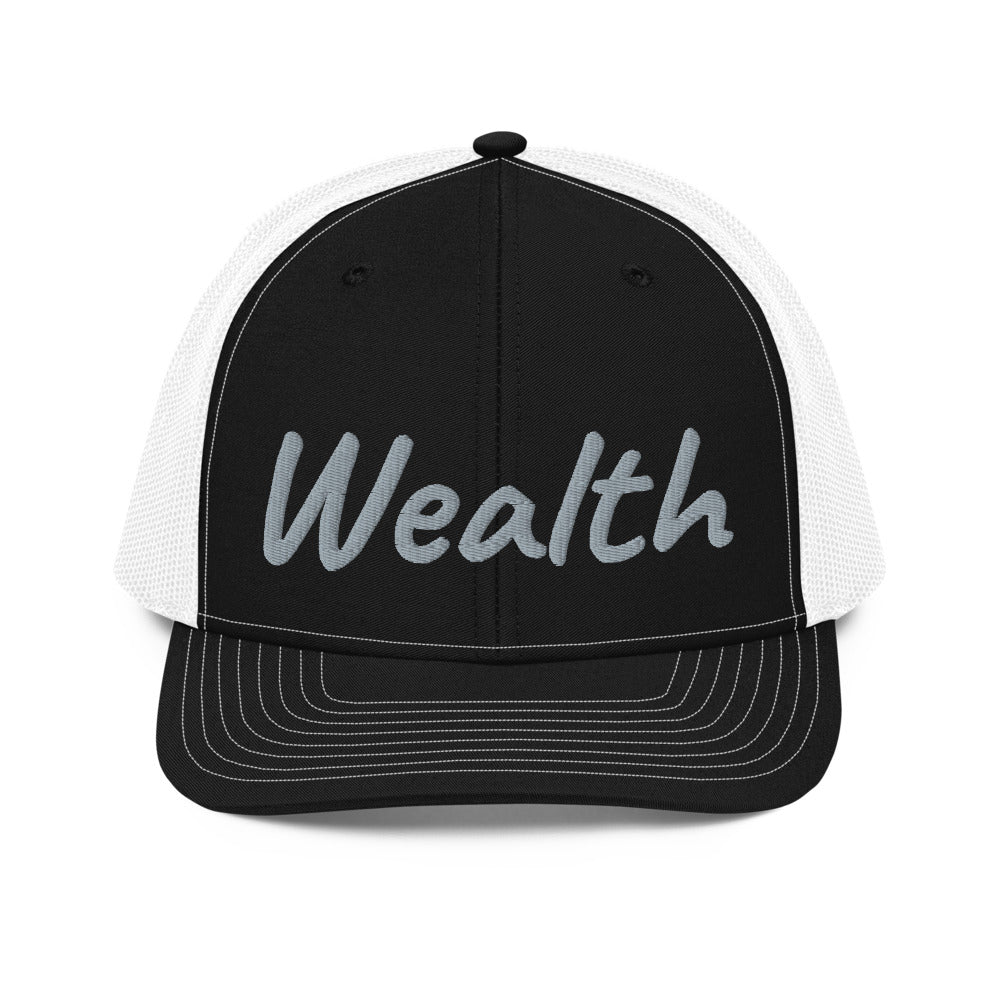 Wealth In Silver Embroidery on Snapback Trucker Hat