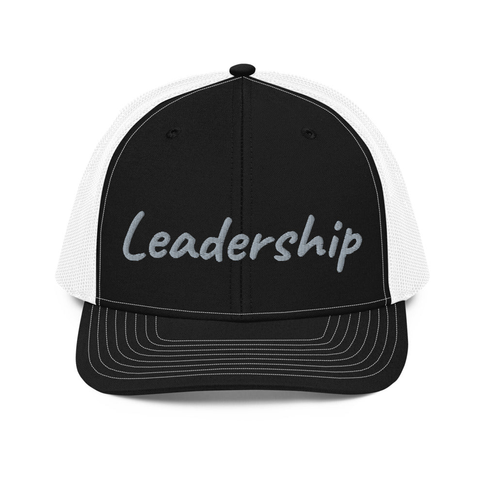 Leadership In Silver Embroidery on Snapback Trucker Hat