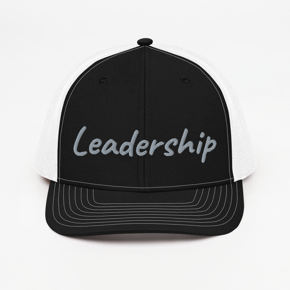 Leadership In Silver Embroidery on Snapback Trucker Hat