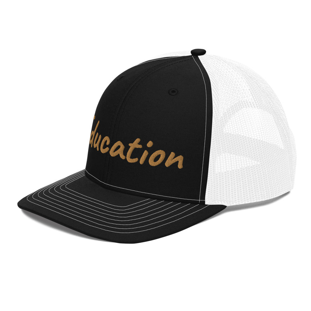 Education In Copper Embroidery on Snapback Trucker Hat