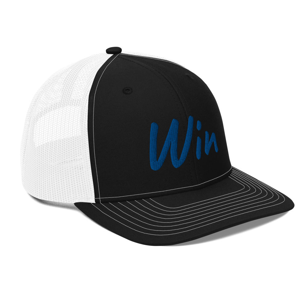 Win In Sapphire Embroidery on Snapback Trucker Hat