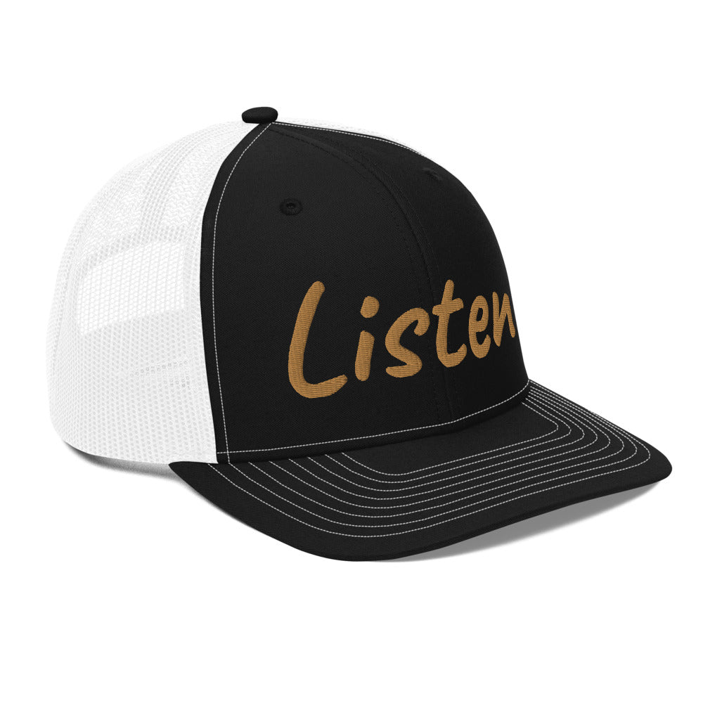 Listen In Copper Embroidery on Snapback Trucker Hat