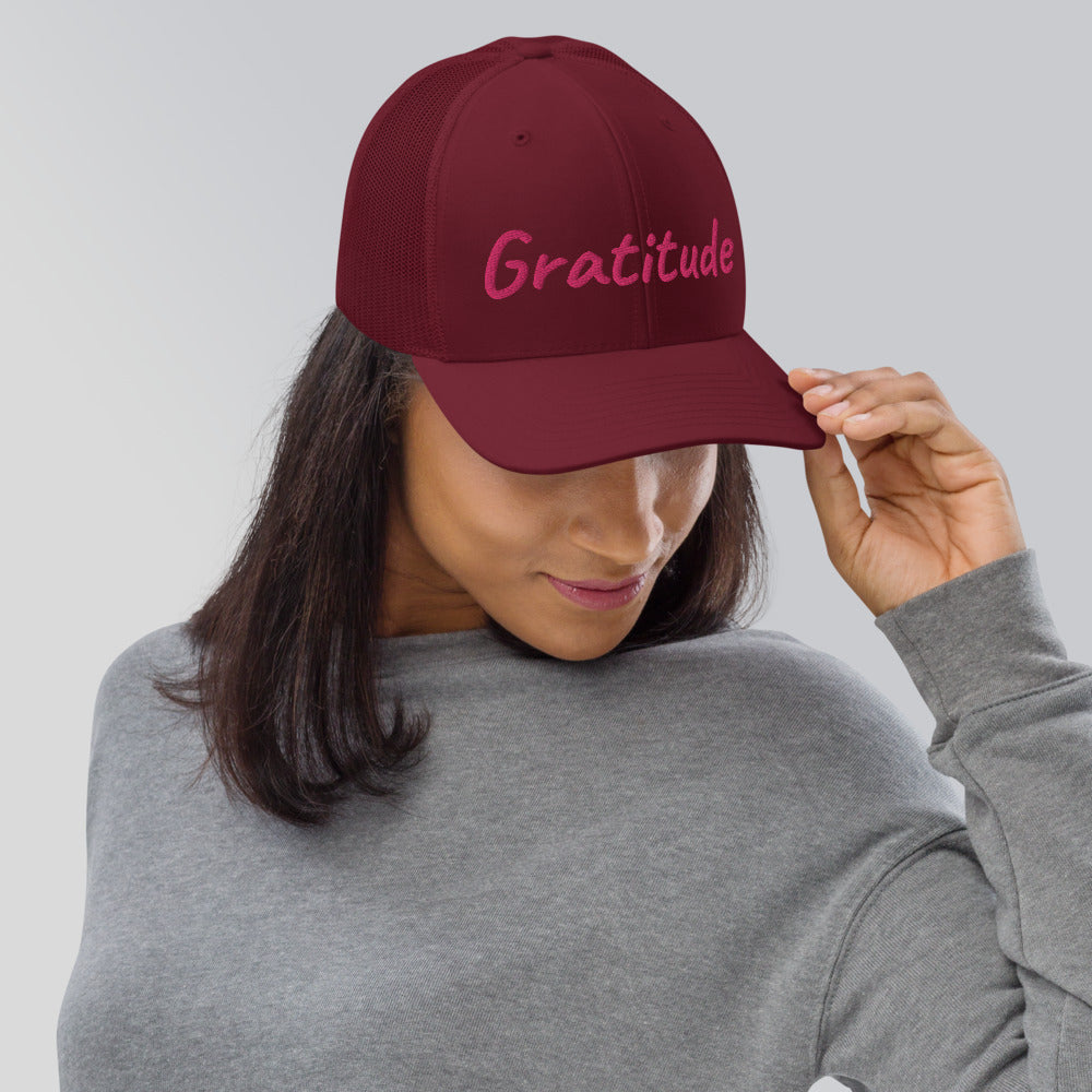 Gratitude In Star Rose Quartz Embroidery on Snapback Trucker Hat