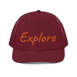 Explore In Amber Embroidery on Snapback Trucker Hat