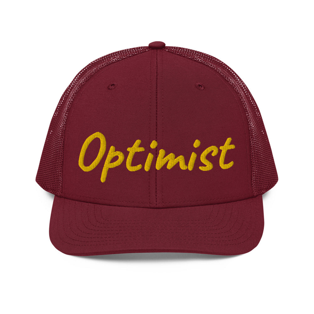 Optimist In Gold Embroidery on Snapback Trucker Hat