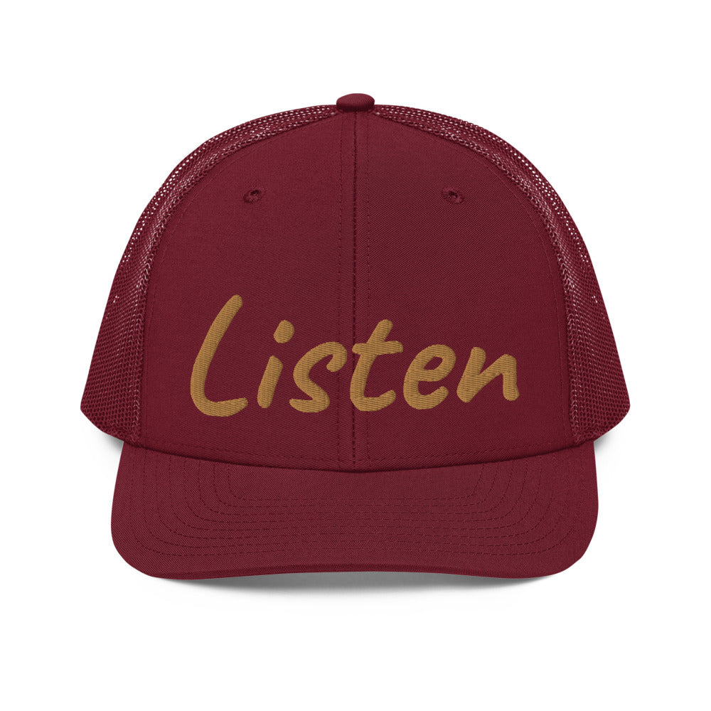 Listen In Copper Embroidery on Snapback Trucker Hat