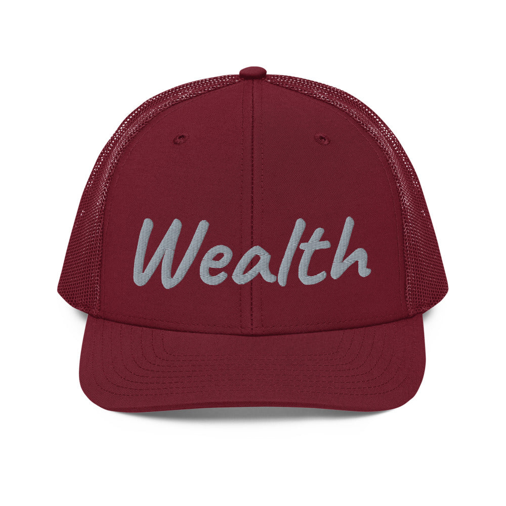 Wealth In Silver Embroidery on Snapback Trucker Hat