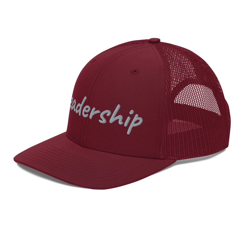 Leadership In Silver Embroidery on Snapback Trucker Hat