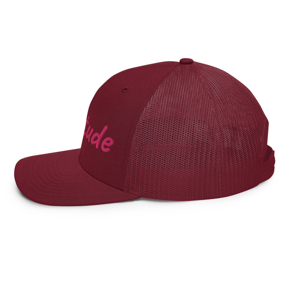 Gratitude In Star Rose Quartz Embroidery on Snapback Trucker Hat