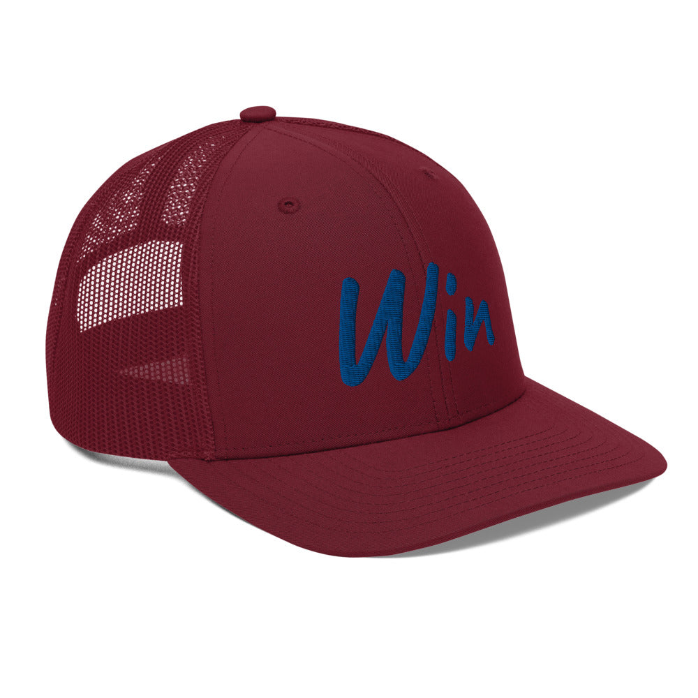 Win In Sapphire Embroidery on Snapback Trucker Hat