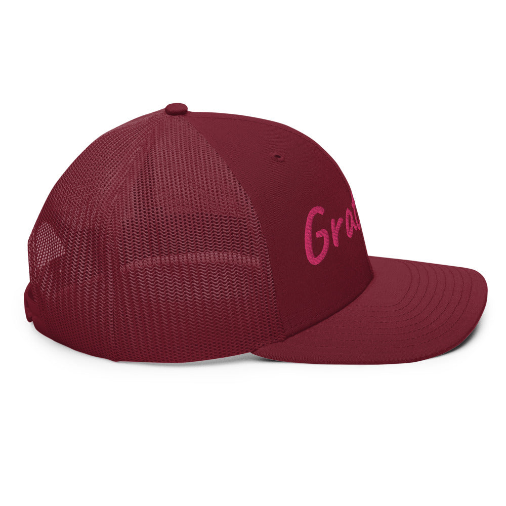 Gratitude In Star Rose Quartz Embroidery on Snapback Trucker Hat