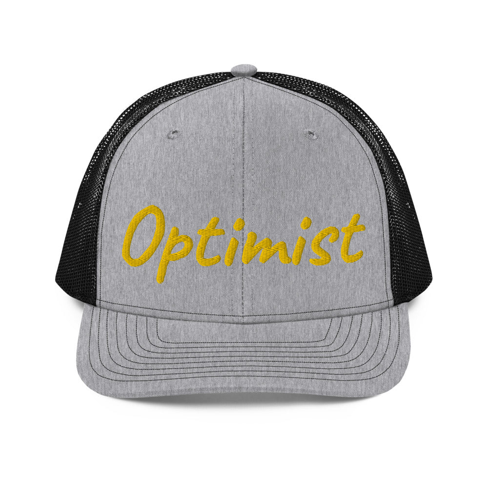 Optimist In Gold Embroidery on Snapback Trucker Hat