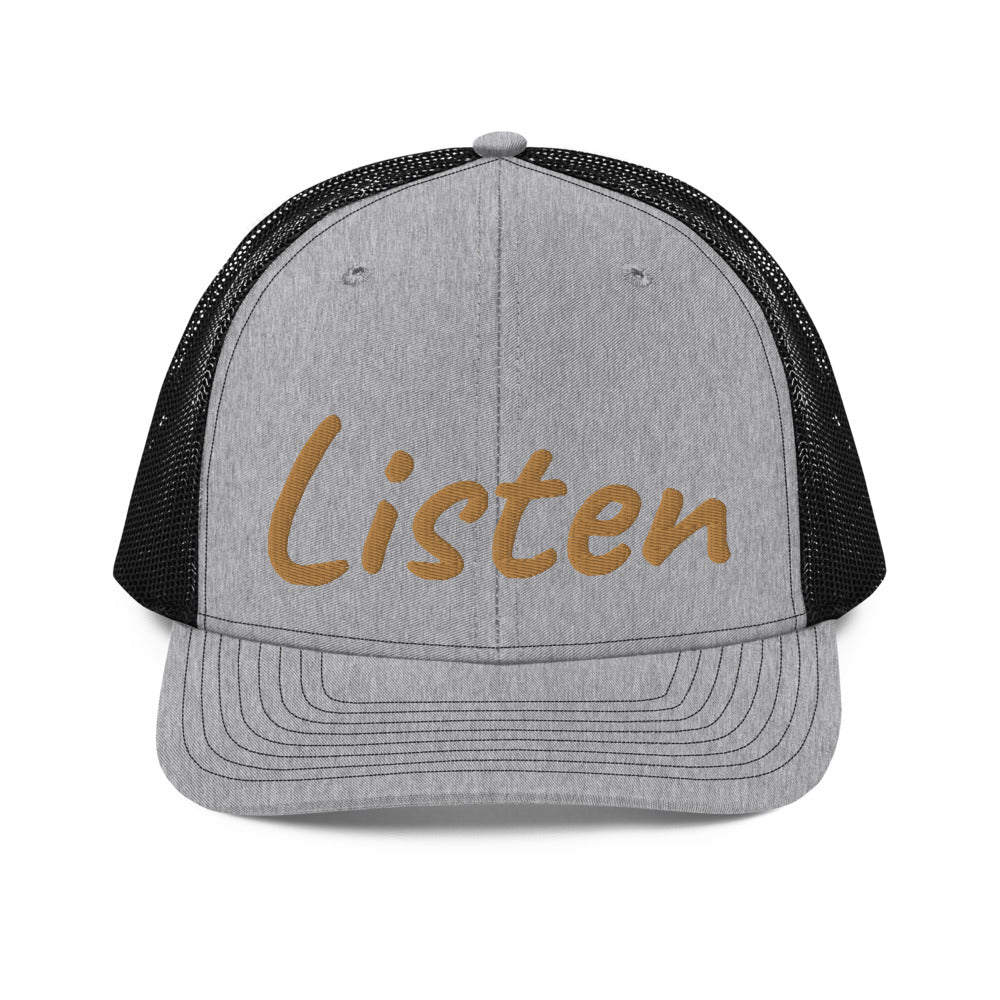 Listen In Copper Embroidery on Snapback Trucker Hat