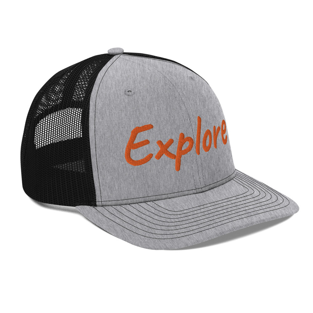 Explore In Amber Embroidery on Snapback Trucker Hat