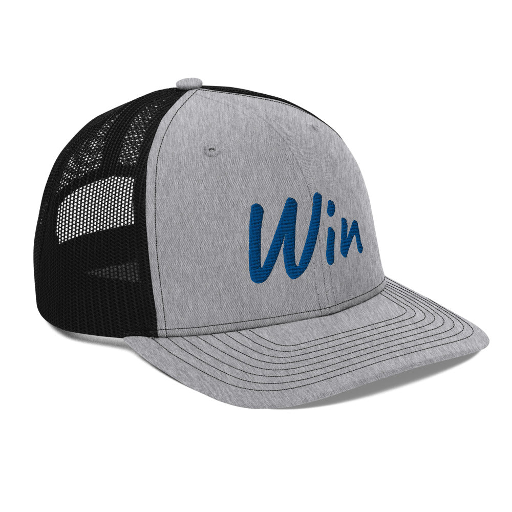 Win In Sapphire Embroidery on Snapback Trucker Hat