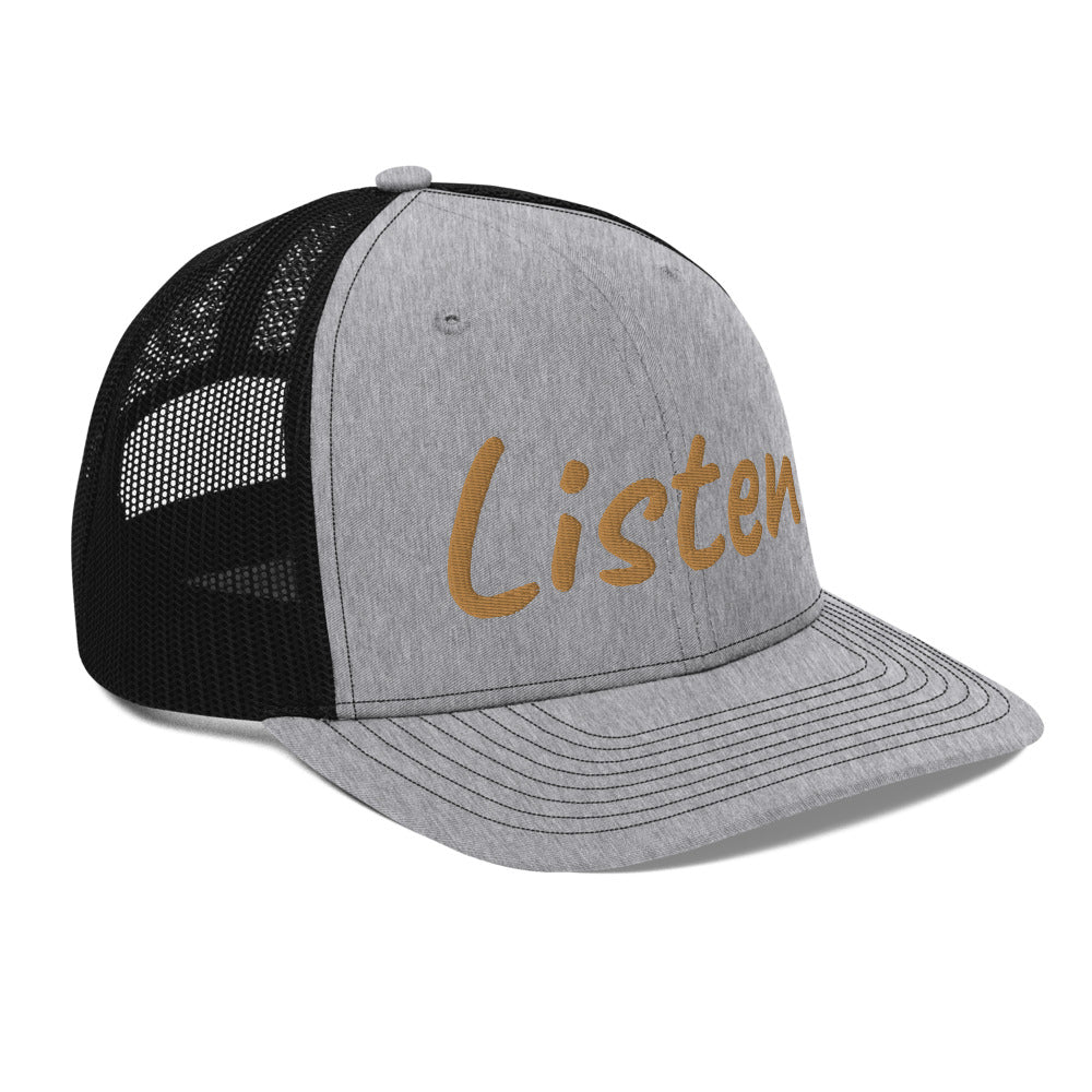 Listen In Copper Embroidery on Snapback Trucker Hat