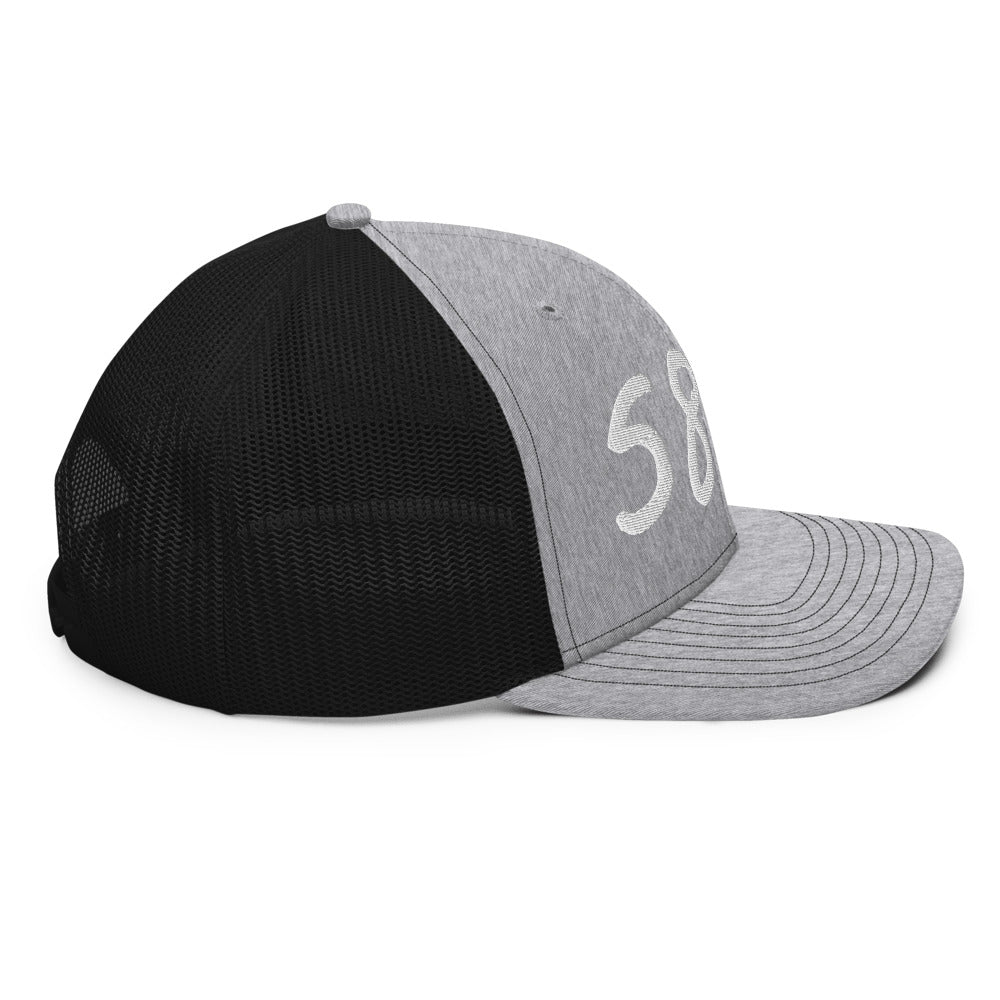 5813 In Pearl Embroidery on Snapback Trucker Hat