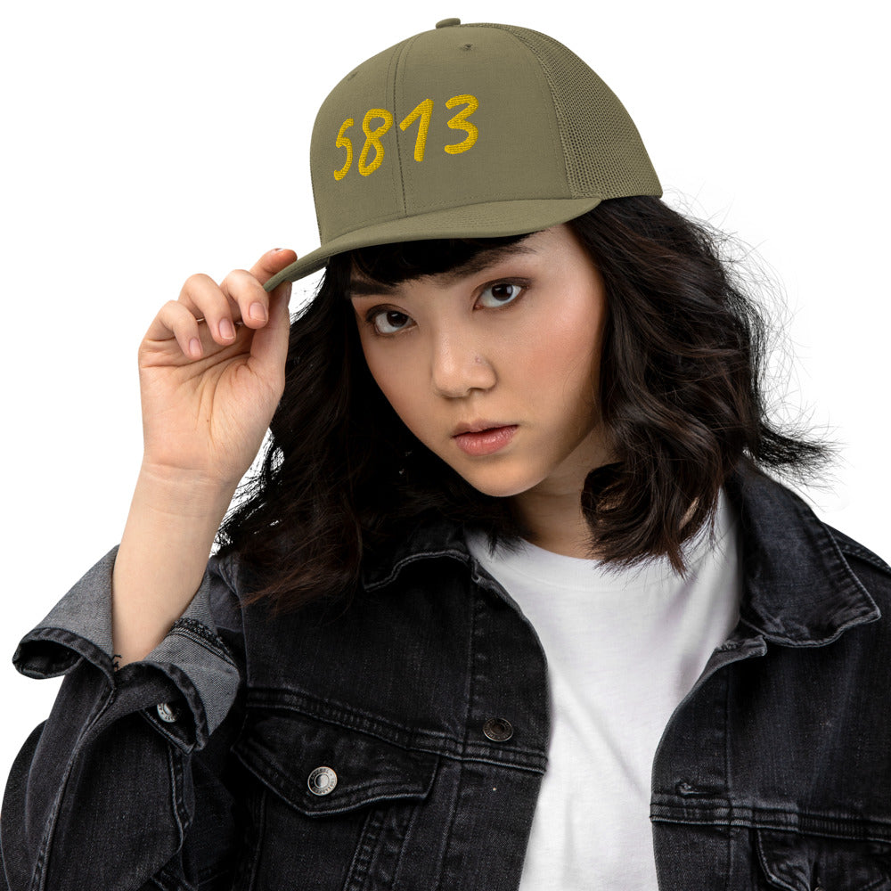 5813 In Gold Embroidery on Snapback Trucker Hat